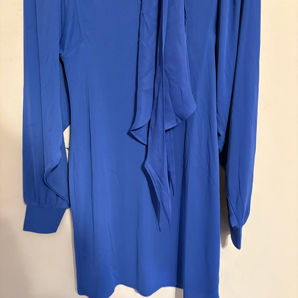 White House Black Market Blue Scarf Neck Shift Dress XS - Picture 7 of 16